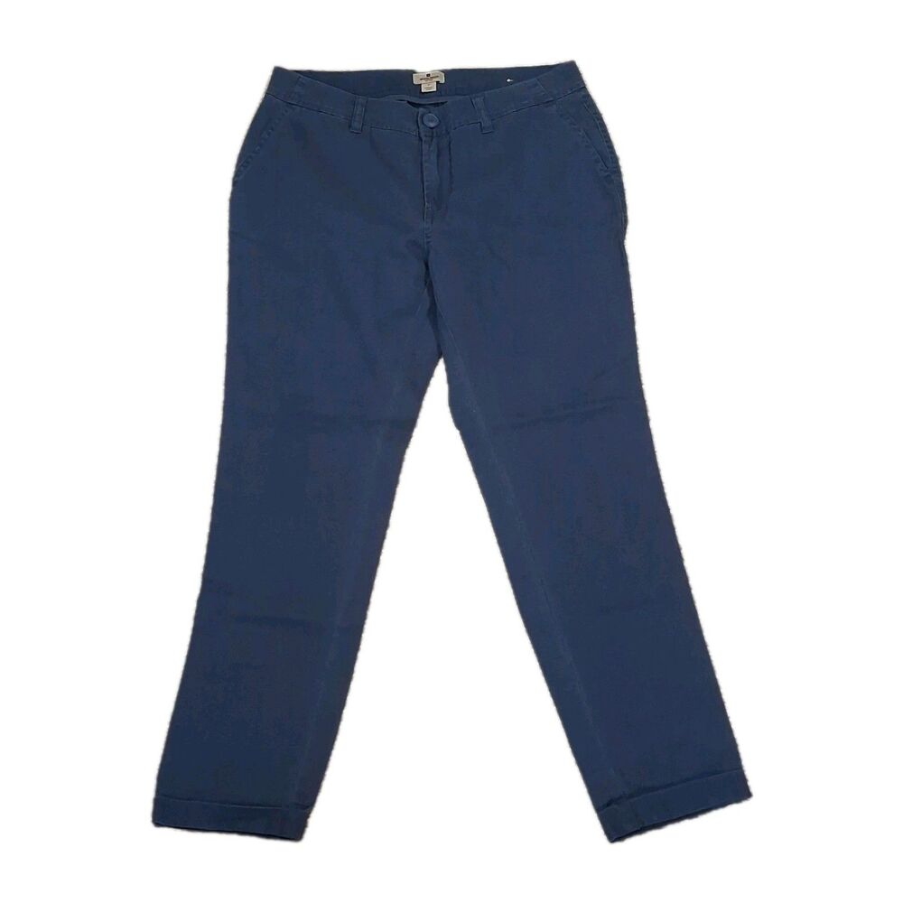 WOOLRICH SUNDAY CHINO PANTS WOMENS 4 BLUE CASUAL MID RISE FLAT FRONT TWILL ANKL